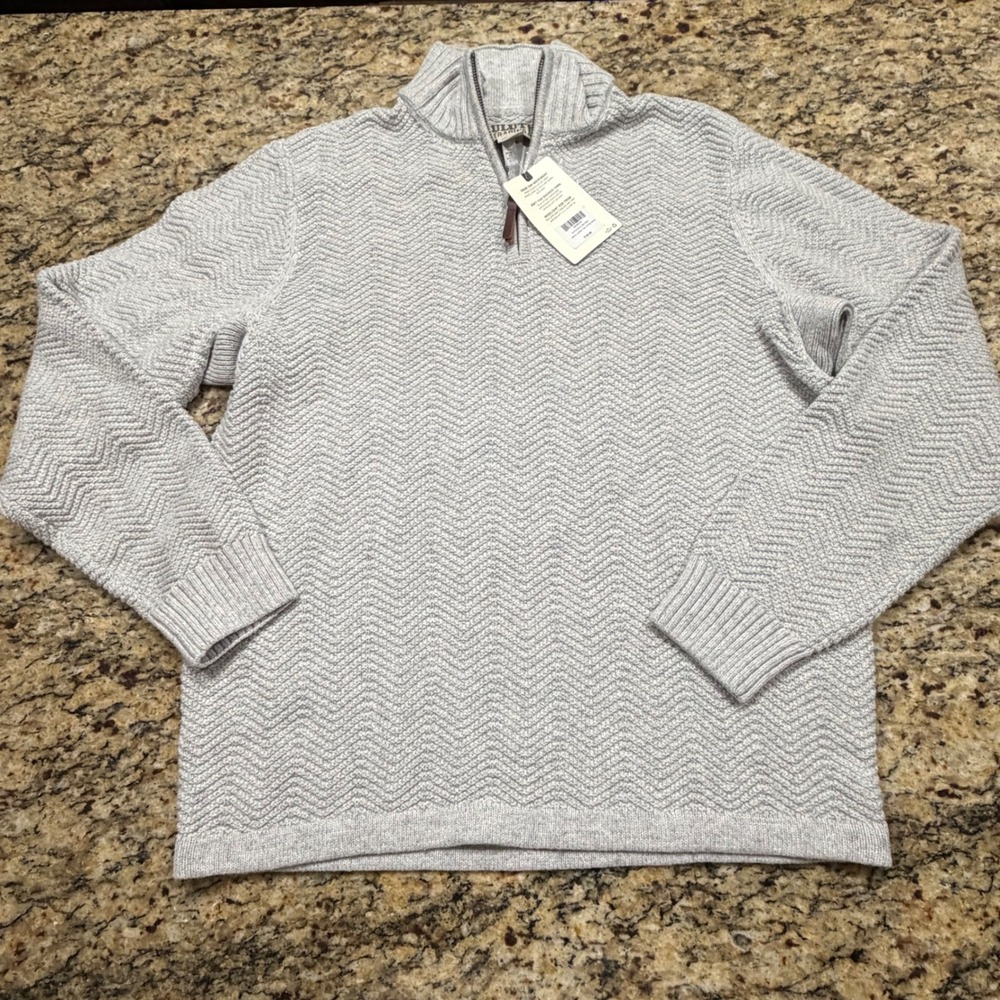Duluth Trading Co Mens Lumber Yak 1/4 Zip Mock Neck Sweater Gray Large ws